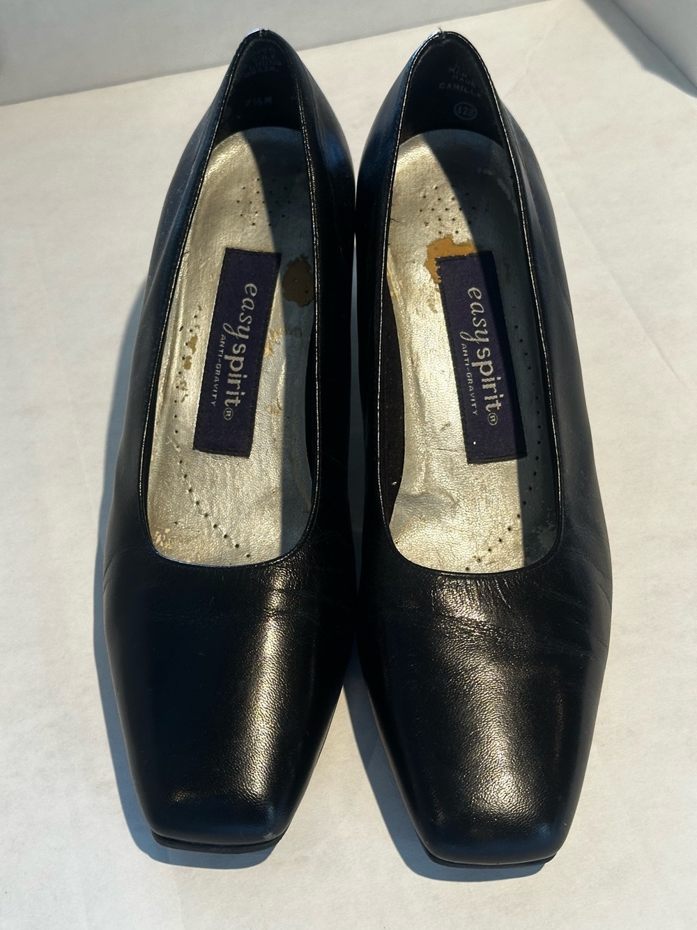 Easy Spirit Black Leather Square-Toe Pumps